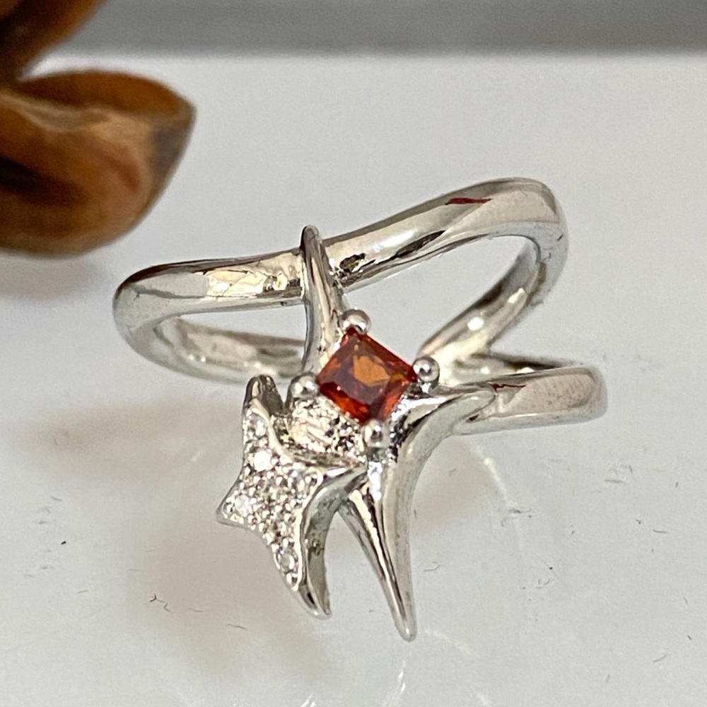 Silver Star and Gemstone Ring